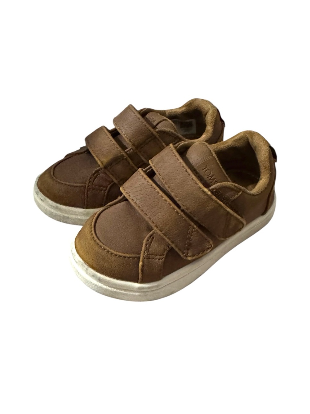 TOMS Cruz Double Strap Toddler Sneakers in Toffee Microsuede